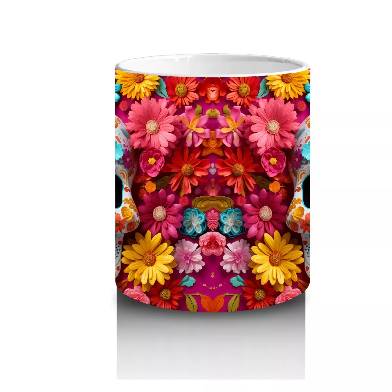 Renkli Şeker Kafalar Deseni – Hediyelik Kahve Kupası - 3