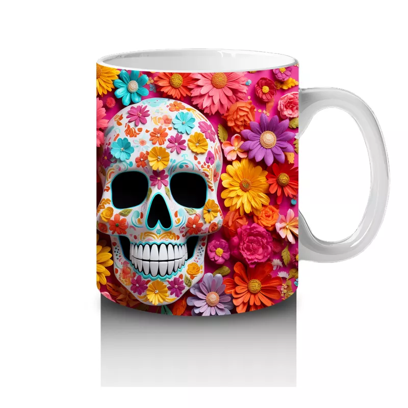 Renkli Şeker Kafalar Deseni – Hediyelik Kahve Kupası - 4