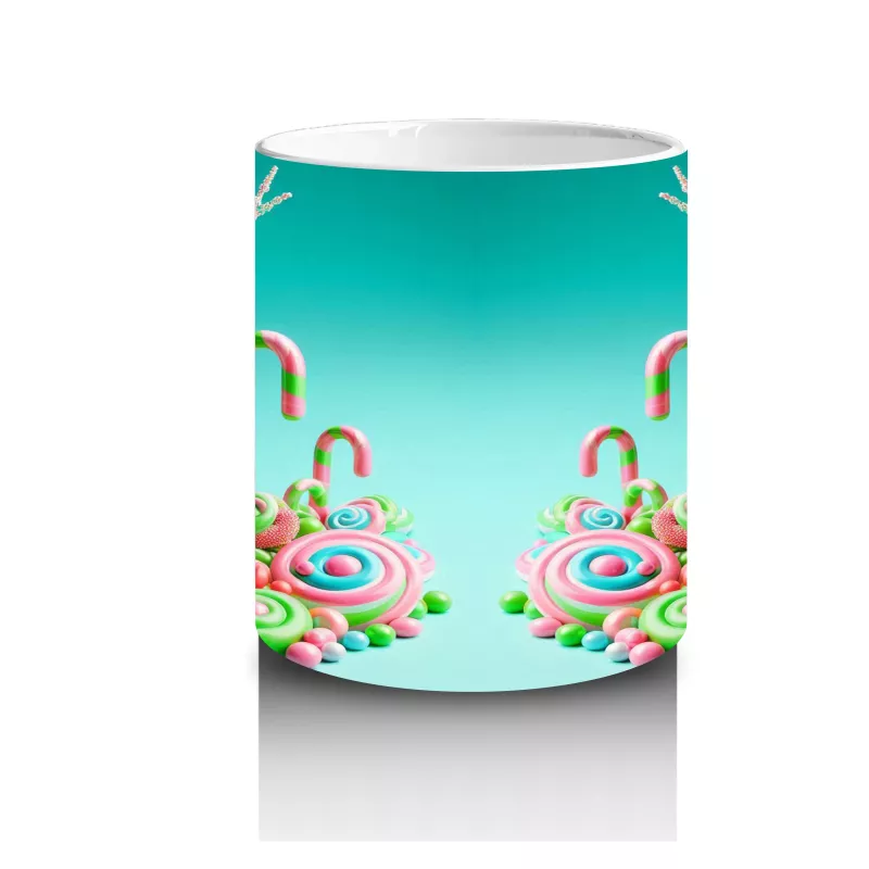 Renkli Şeker ve İskeletler Temalı Sevimli Cadılar Bayramı Baskılı Kupa Bardak - 3