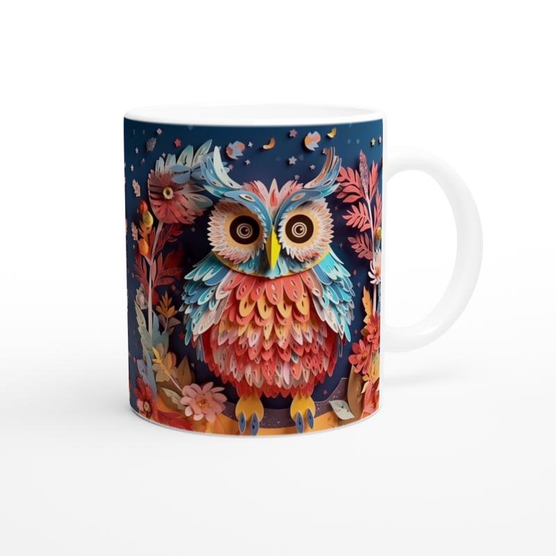 Renkli Tüyleriyle İkiz Baykuşlar Temalı Baskılı Kupa Bardak - 2