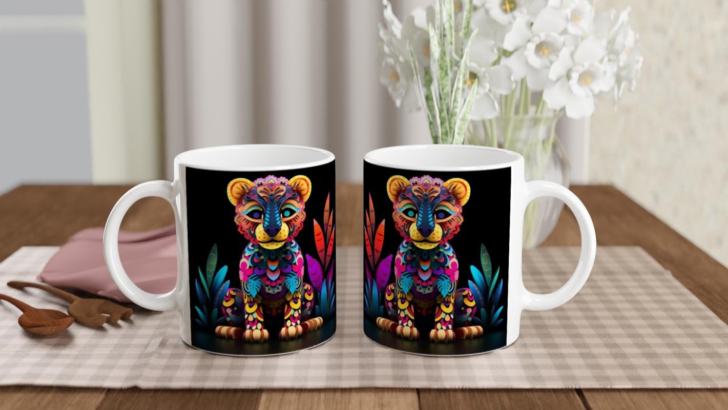 Renkli Yavru Kaplan Baskılı Kupa Bardak - 5