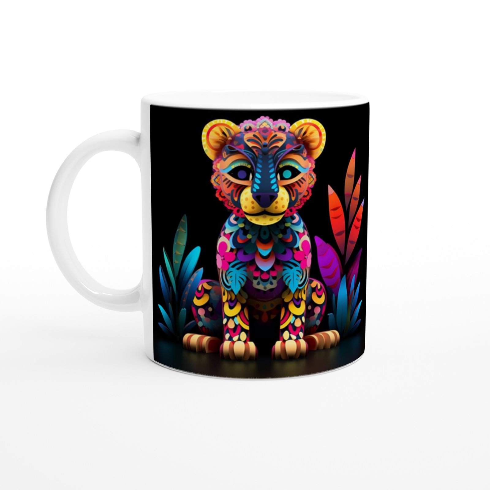 Renkli Yavru Kaplan Baskılı Kupa Bardak