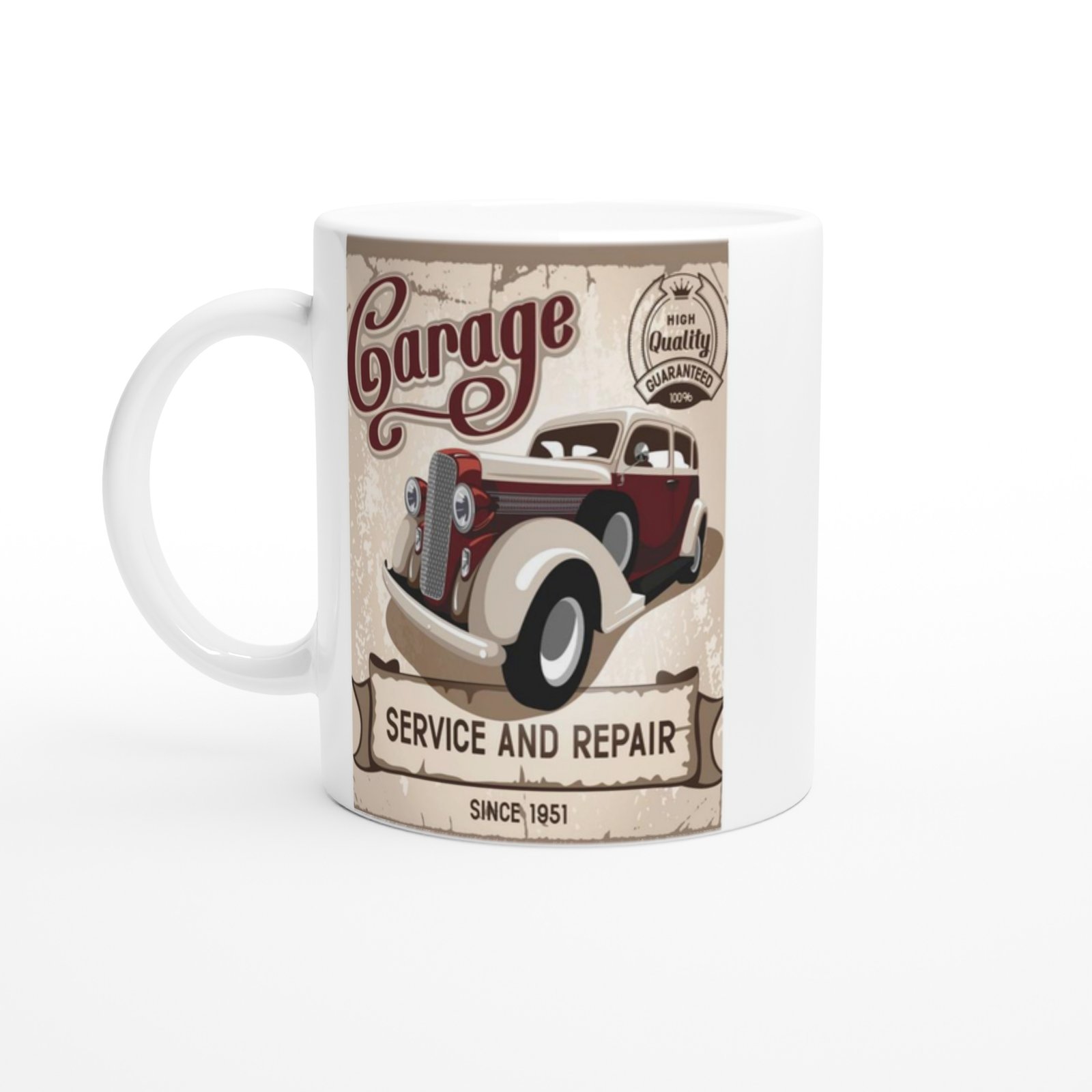 Retro Garage Servis Aracı Baskılı Kupa Bardak