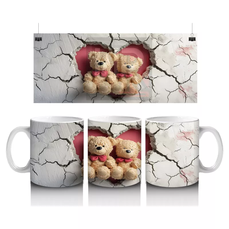 Romantik Ayıcıklar (Ön ve Arka) – Baskılı Kahve Kupası