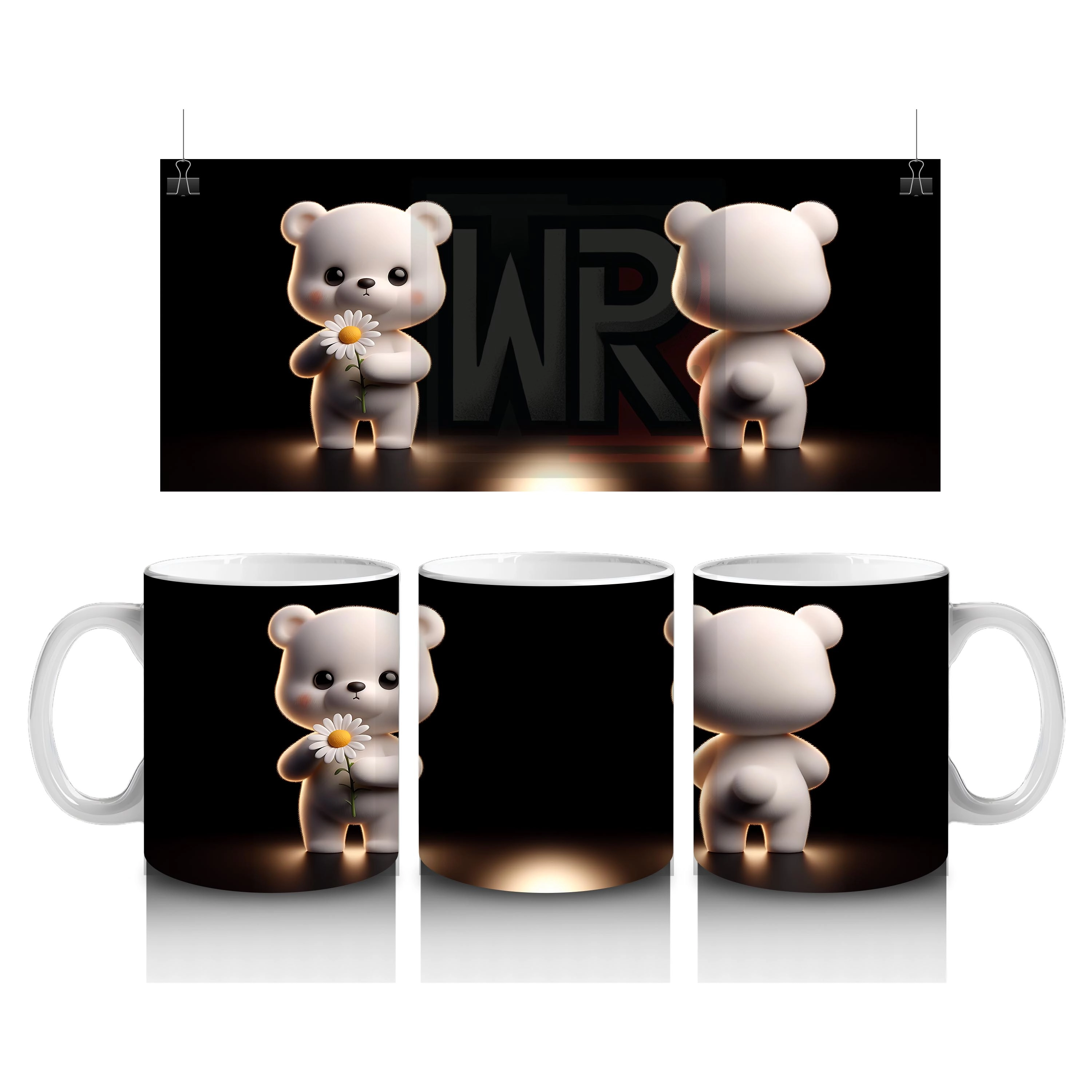 Romantik Işıklar Altında Ayıcık Çifti – Baskılı Kahve Kupası