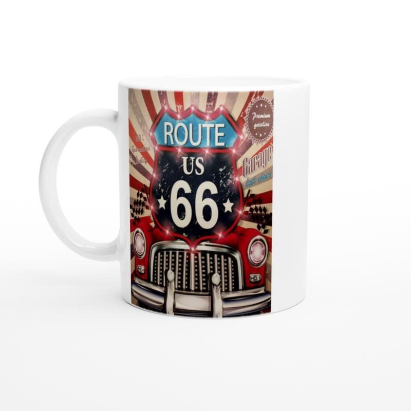 Route 66 Işıltılı Retro Garaj Kupa Bardak