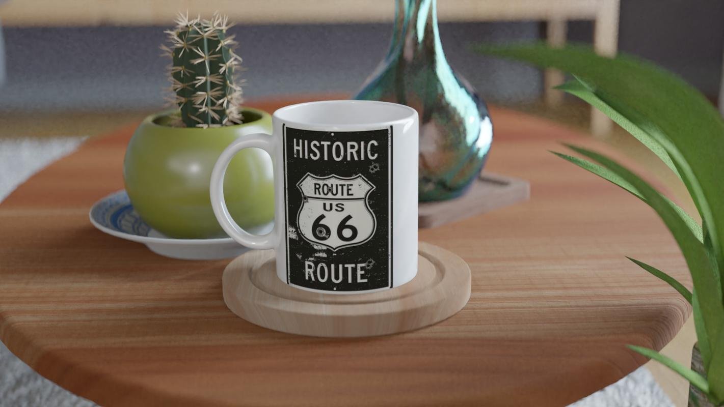 Route 66 Kurşun İzli Retro Metal Levha Temalı Kupa Bardak - 4