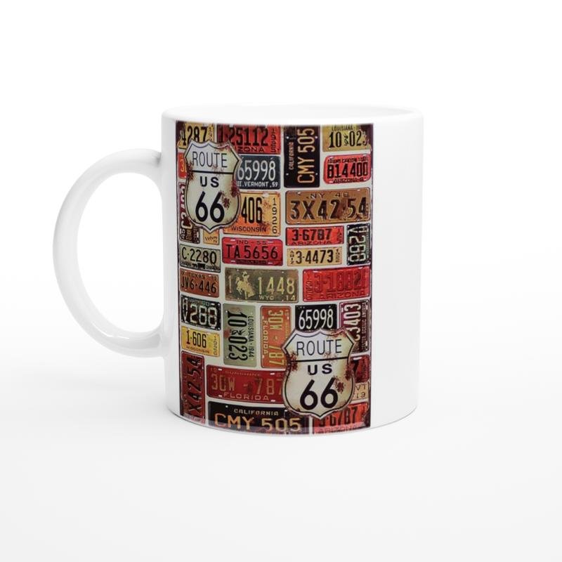 Route 66 Plaka Kolajı Temalı Retro Kupa Bardak