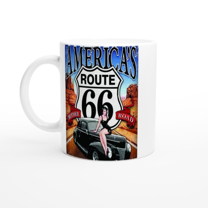 Route 66 Retro Pin-Up Kupa Bardak
