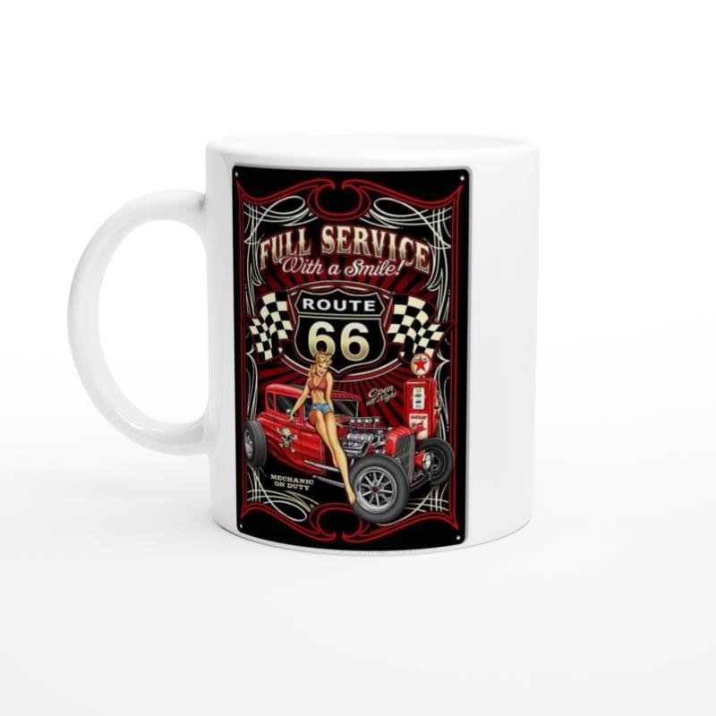 Route 66 Retro Servis Baskılı Kupa Bardak