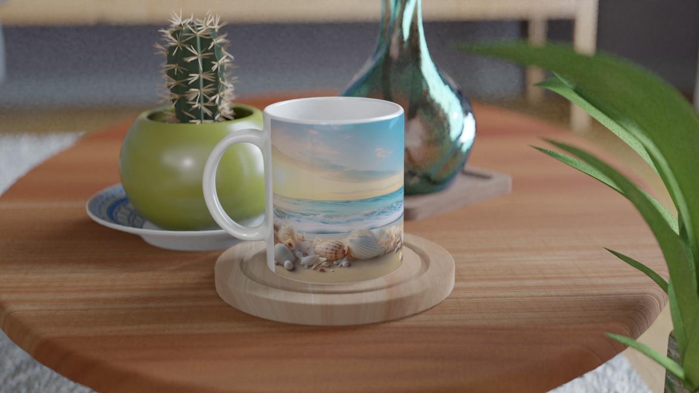 Sabah Işığında Deniz Kabuğu Temalı Kupa Bardak - 4