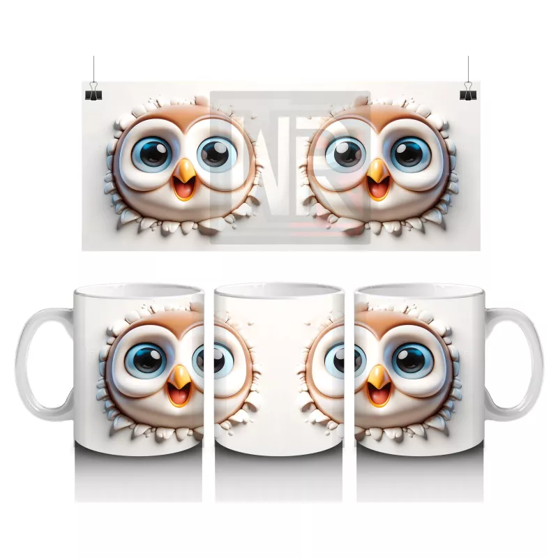 Şakın Bakan Neşeli Baykuş Çifti – Baskılı Kahve Kupası