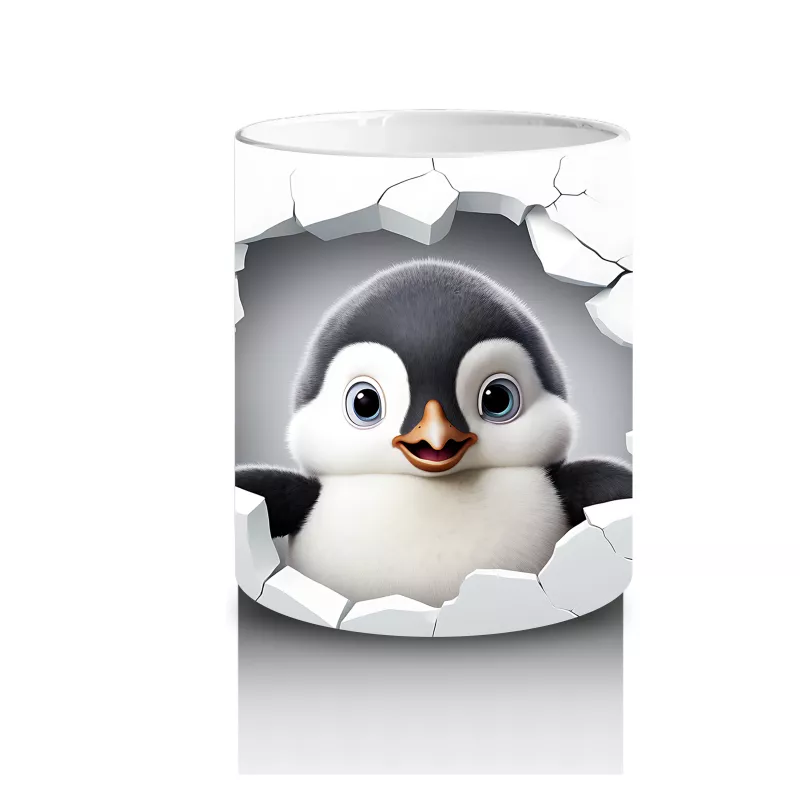 Sakura Çiçekleriyle Sevimli Penguen – Baskılı Kahve Kupası - 3