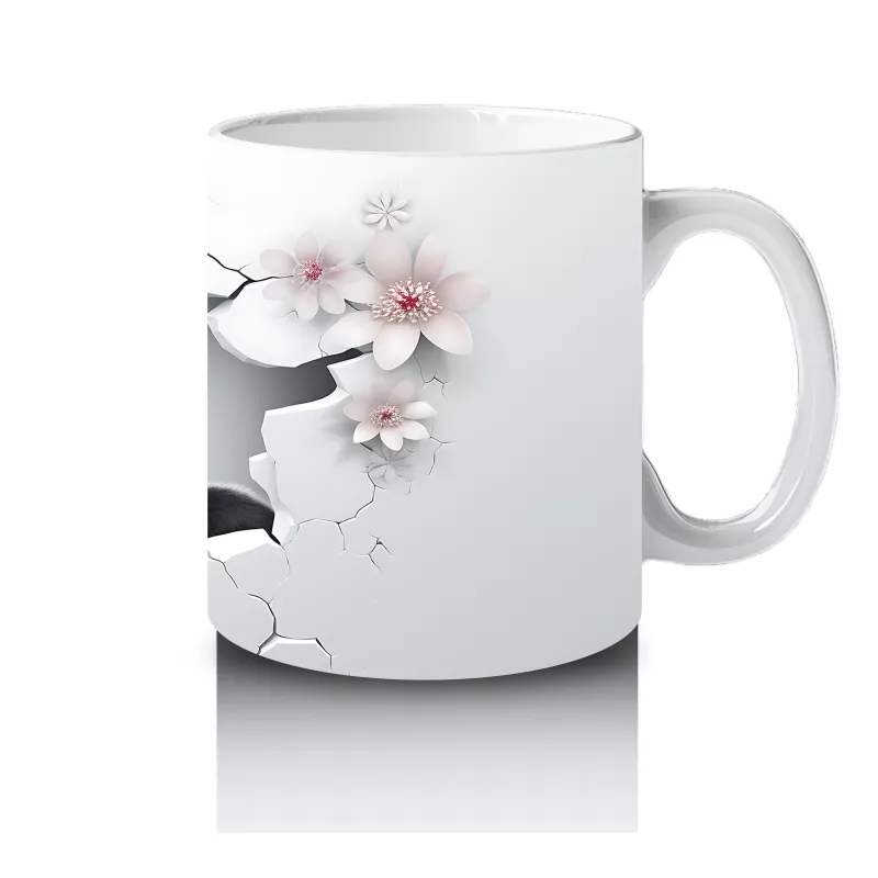 Sakura Çiçekleriyle Sevimli Penguen – Baskılı Kahve Kupası - 4