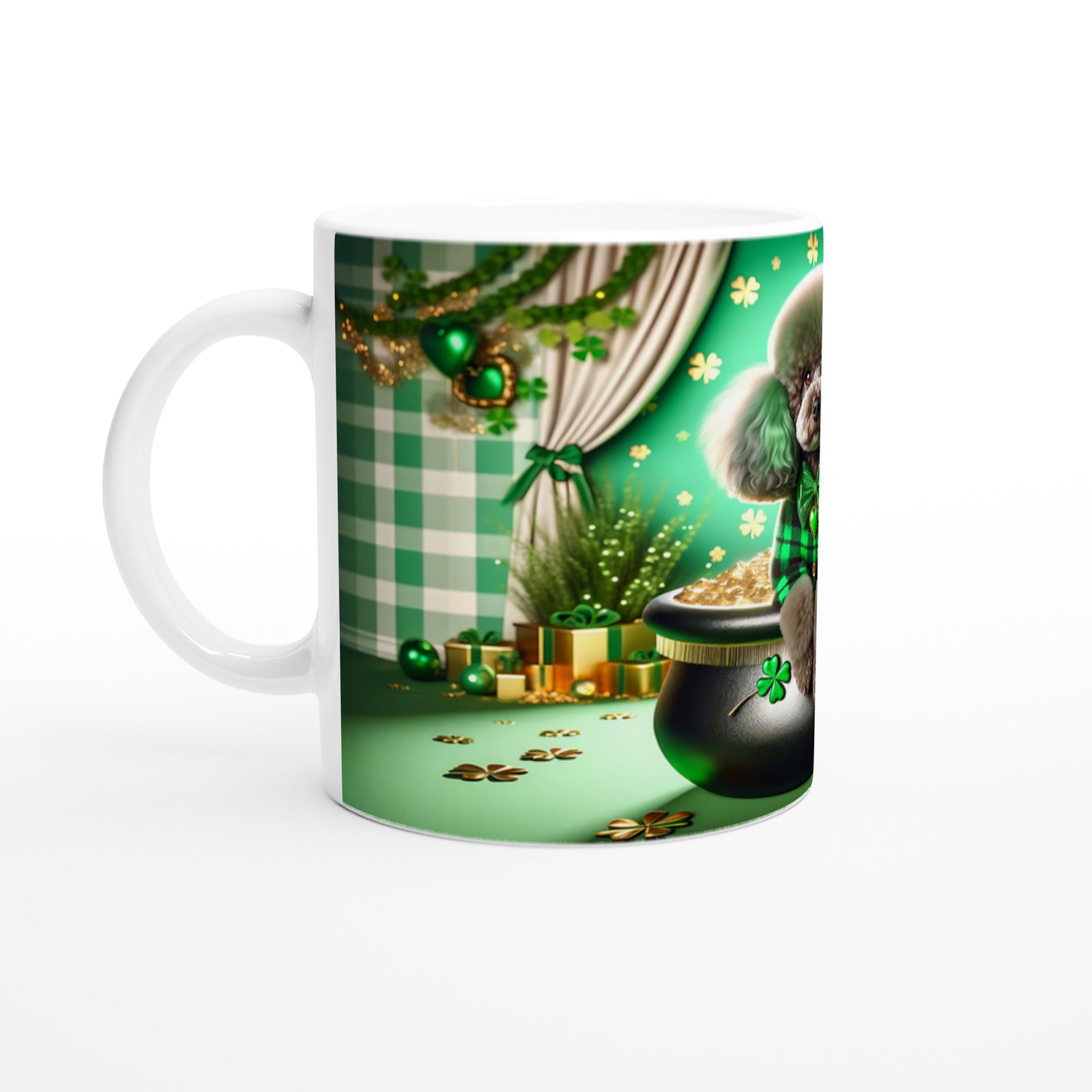 Şans Kazanında Oturan Poodle Temalı Baskılı Kupa Bardak - 2