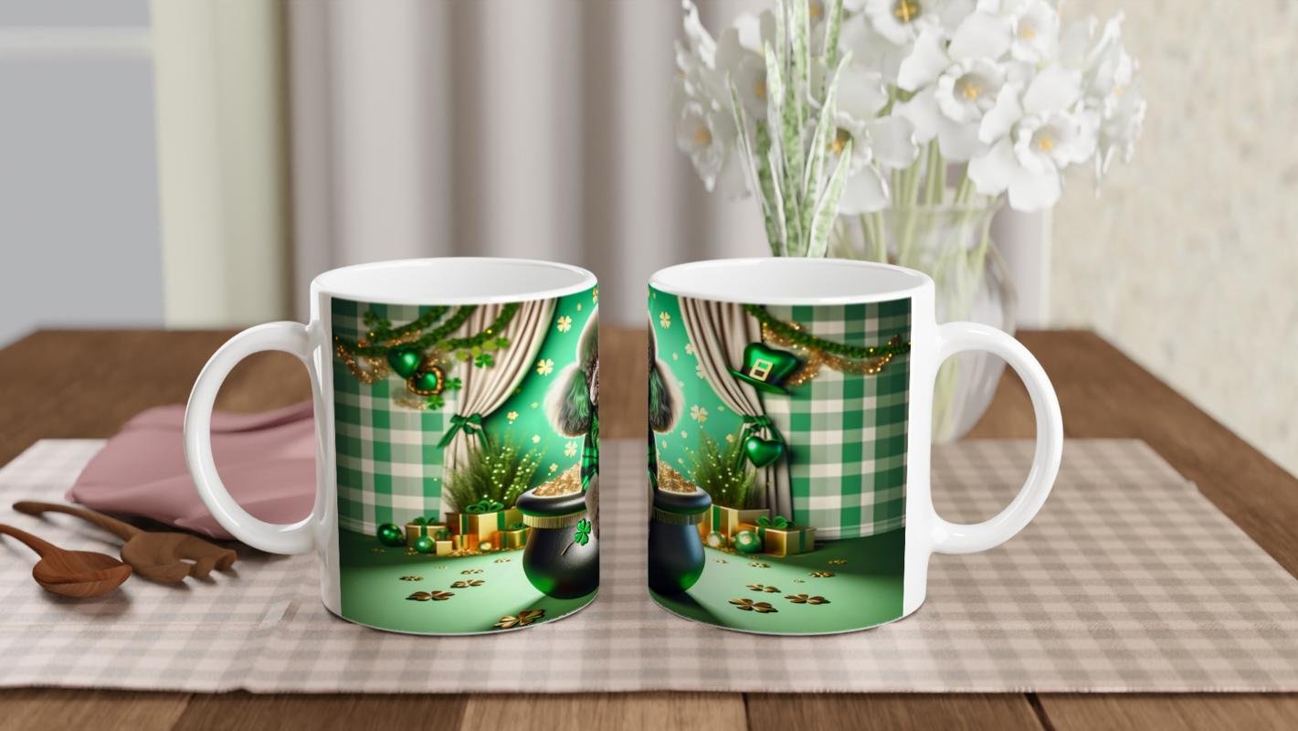 Şans Kazanında Oturan Poodle Temalı Baskılı Kupa Bardak - 5