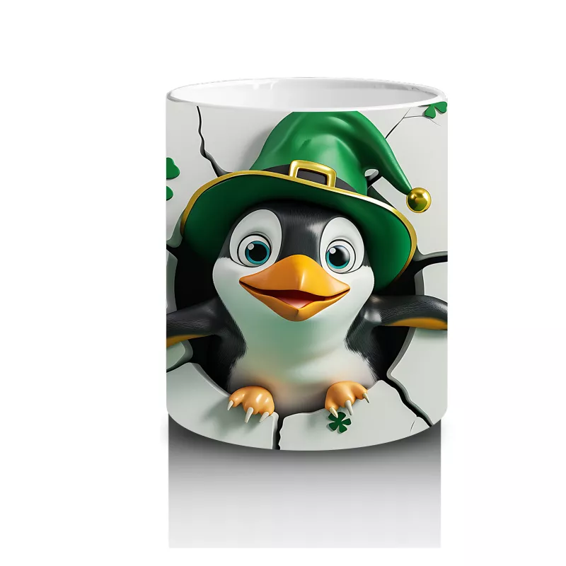 Şans Şapkası Takan Penguen – Baskılı Kahve Kupası - 3