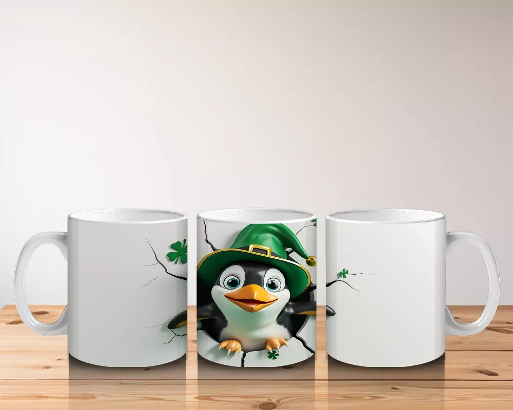 Şans Şapkası Takan Penguen – Baskılı Kahve Kupası - 5