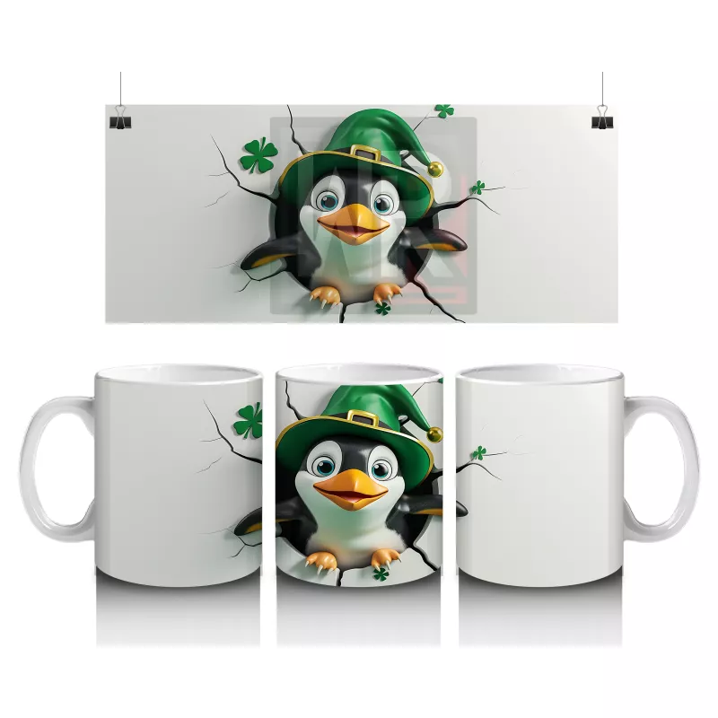 Şans Şapkası Takan Penguen – Baskılı Kahve Kupası