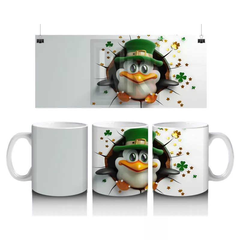 Şanslı Şapkasıyla Sevimli Penguen – Baskılı Kahve Kupası