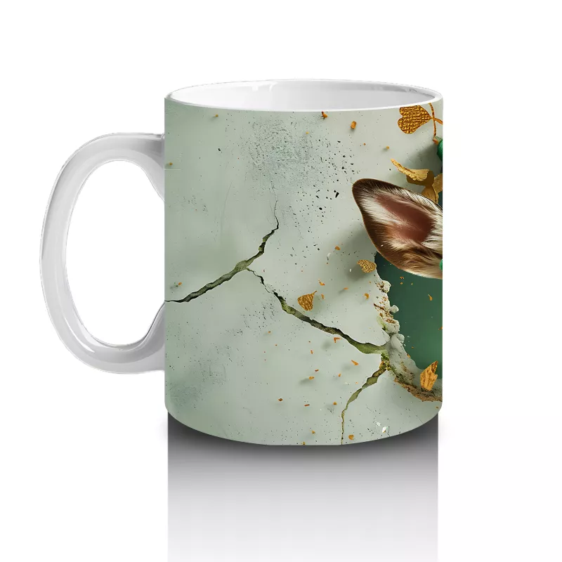 Şapkalı Fil ve Dört Yapraklı Yoncalar – Baskılı Kahve Kupası - 2