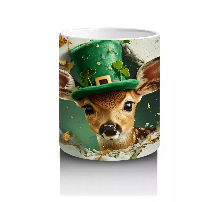 Şapkalı Fil ve Dört Yapraklı Yoncalar – Baskılı Kahve Kupası - 3