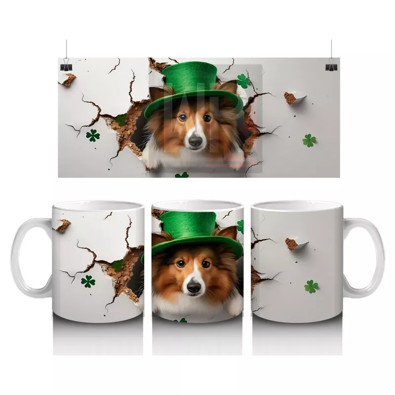 Şapkalı Köpek ve Bahar Yaprakları – Baskılı Kahve Kupası