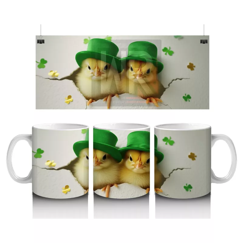 Şapkalı Sarı Civciv Çifti – Baskılı Kahve Kupası