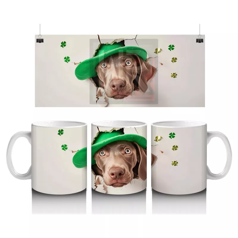 Şapkalı Sevimli Kahverengi Köpek – Baskılı Kahve Kupası