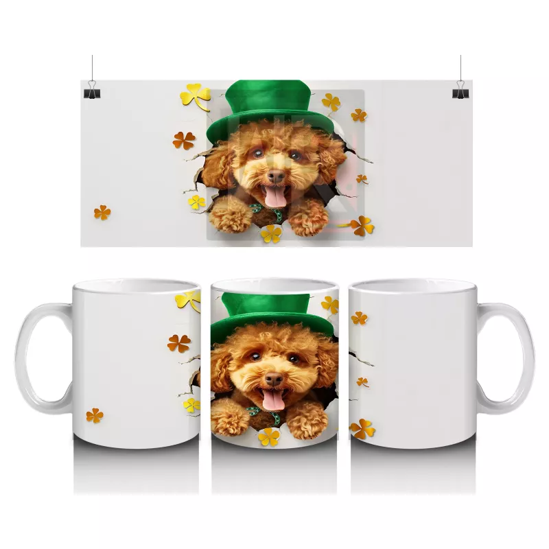 Şapkalı Sevimli Toy Poddle – Baskılı Kahve Kupası