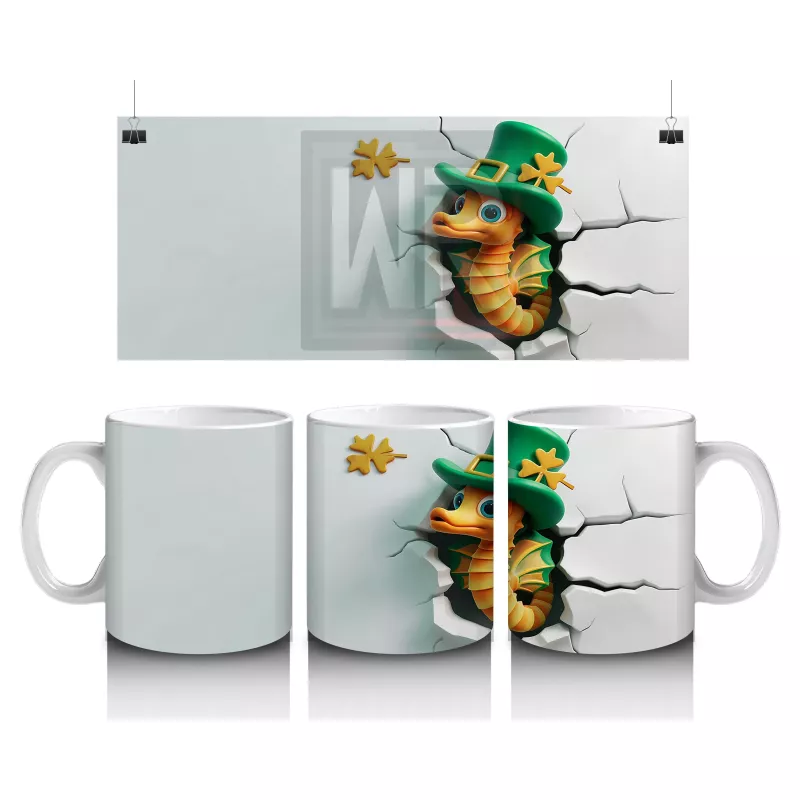 Şapkalı St. Patrick’s Temalı Sevimli Yılan Figürü - Baskılı kahve kupası