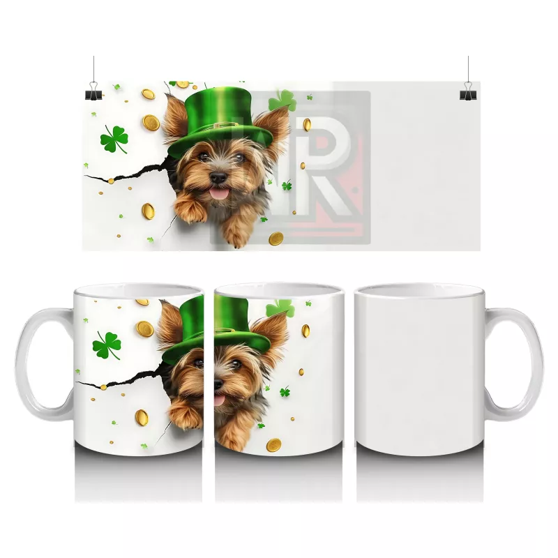 Şapkalı St. Patrick’s Temalı Yorkshire Terrier - Baskılı kahve kupası