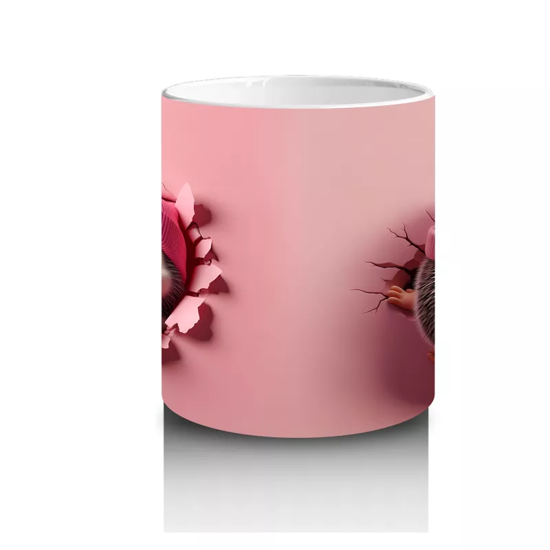 Şapkalı Tatlı Bebek Kirpi ve Peluş – Baskılı Kahve Kupası - 3