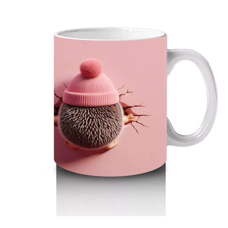 Şapkalı Tatlı Bebek Kirpi ve Peluş – Baskılı Kahve Kupası - 4