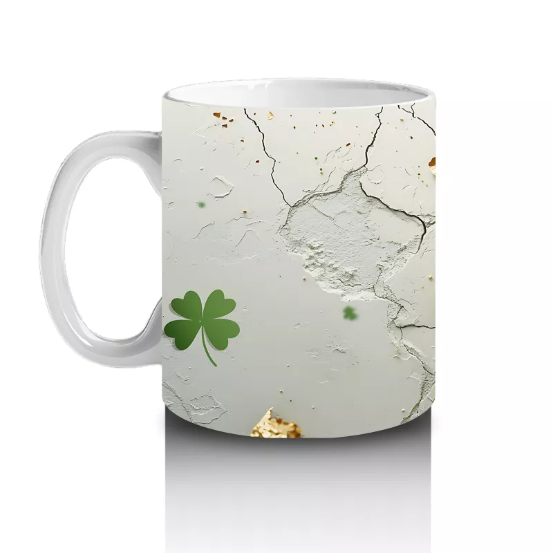 Şapkalı Tavşan ve Yonca Süsleri – Baskılı Kahve Kupası - 2