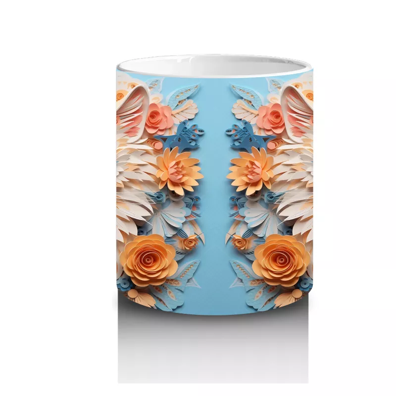 Sarı Çiçekler Arasında Gülümseyen Kedi Çifti – Baskılı Kahve Kupası - 3