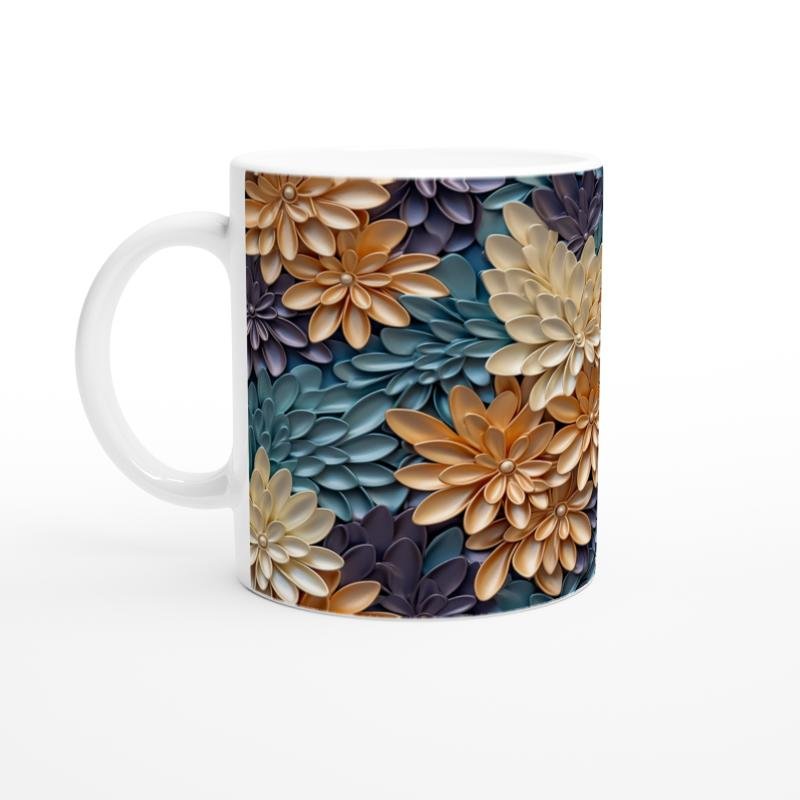 Saten Parıltılı Bahar Çiçekli Kupa Bardak