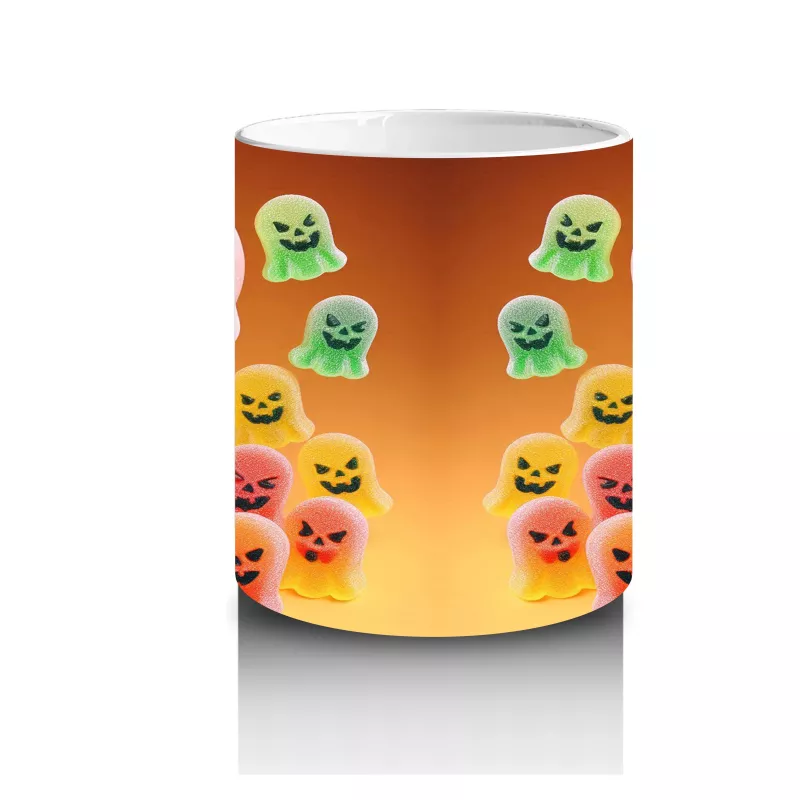 Şeker Sepetli Sevimli Canavar Figürlü Renkli Cadılar Bayramı Baskılı Kupa Bardak - 3