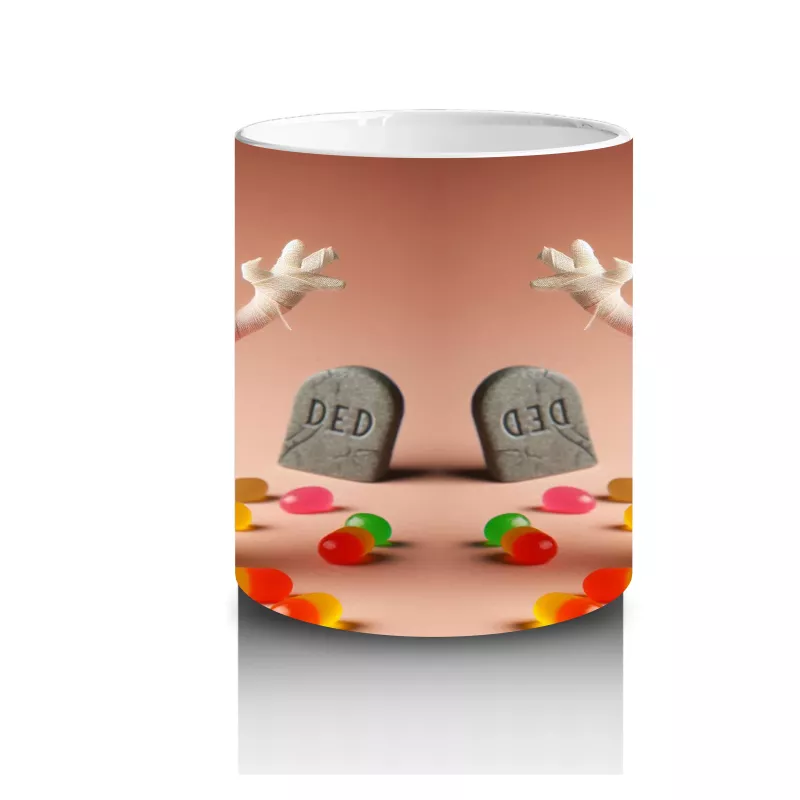 Şeker Temalı Renkli Canavar Figürleriyle Eğlenceli Cadılar Bayramı Baskılı Kupa - 3