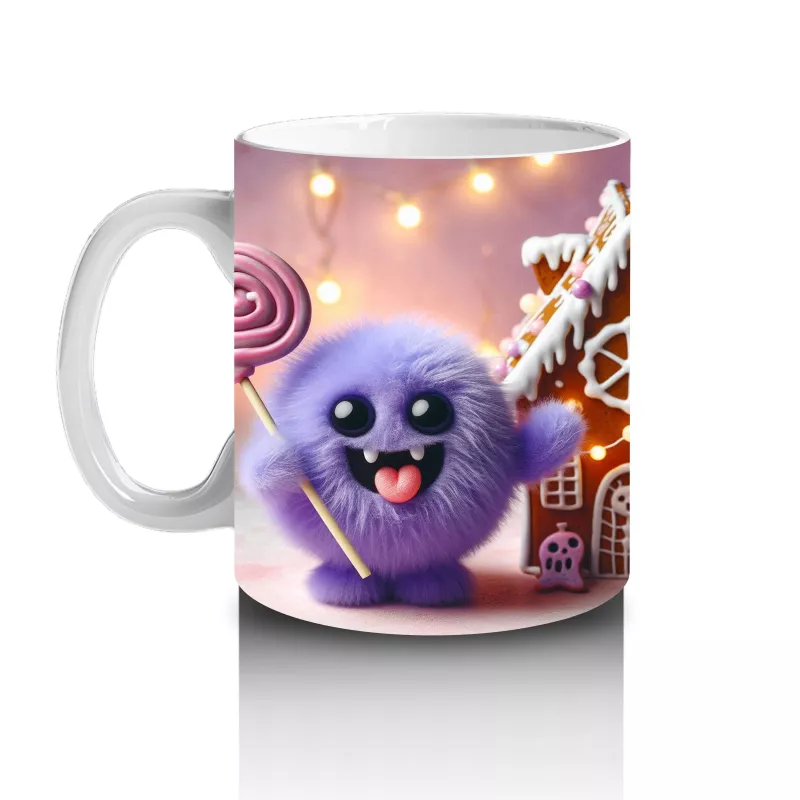 Şekerlemelerle Süslenmiş Perili Kurabiye Ev Figürlü Cadılar Bayramı Baskılı Kupa Bardak - 2