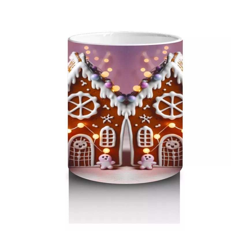 Şekerlemelerle Süslenmiş Perili Kurabiye Ev Figürlü Cadılar Bayramı Baskılı Kupa Bardak - 3