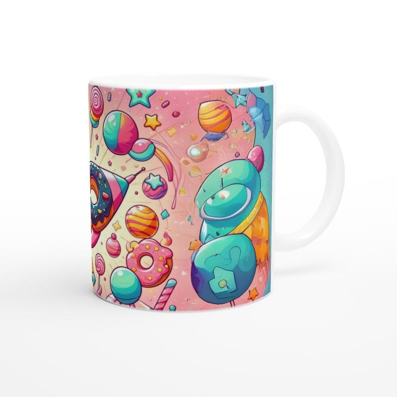 Şekerli Uzay Macerası Temalı Çocuklara Özel Baskılı Kupa Bardak - 3