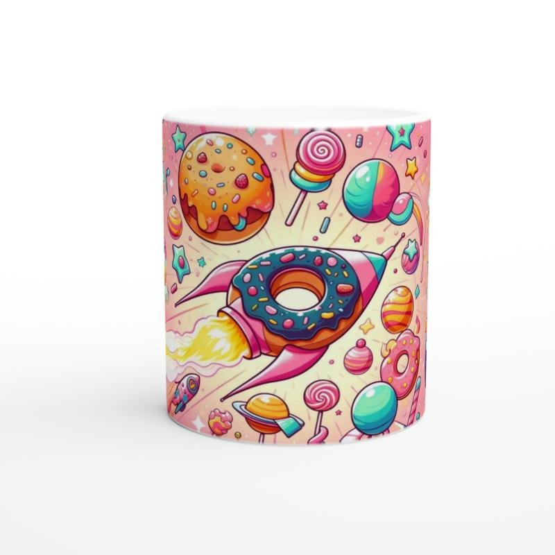 Şekerli Uzay Macerası Temalı Çocuklara Özel Baskılı Kupa Bardak