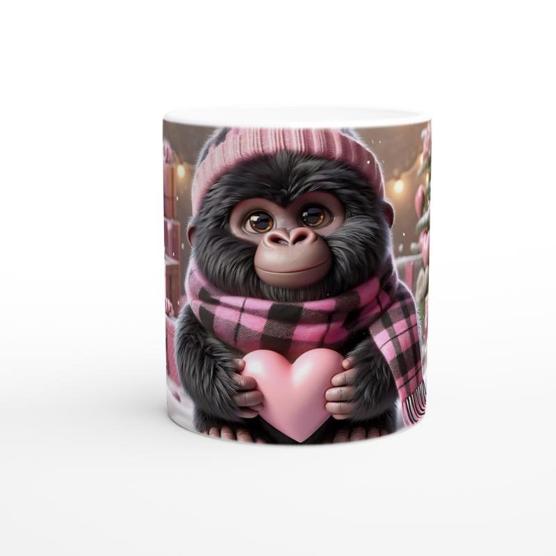 Sevgi Dolu Bebek Goril Temalı Kış Konseptli Baskılı Kupa Bardak