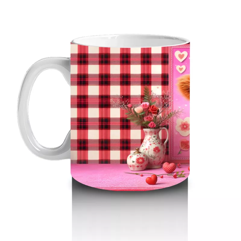 Sevgililer Günü Temalı Minik Buzağı - Baskılı Kahve Kupası - 2