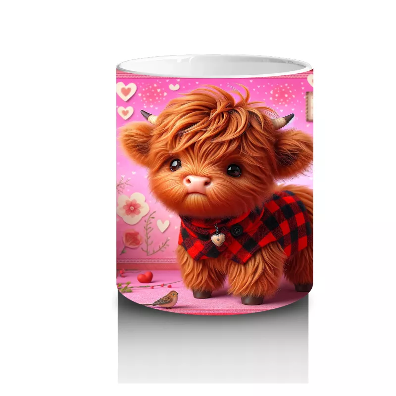 Sevgililer Günü Temalı Minik Buzağı - Baskılı Kahve Kupası - 3