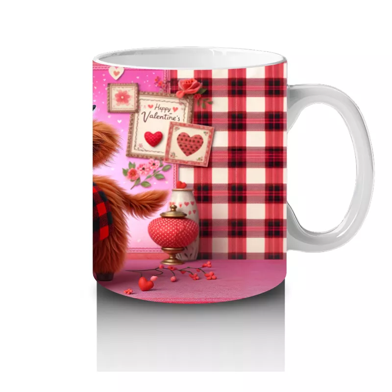 Sevgililer Günü Temalı Minik Buzağı - Baskılı Kahve Kupası - 4