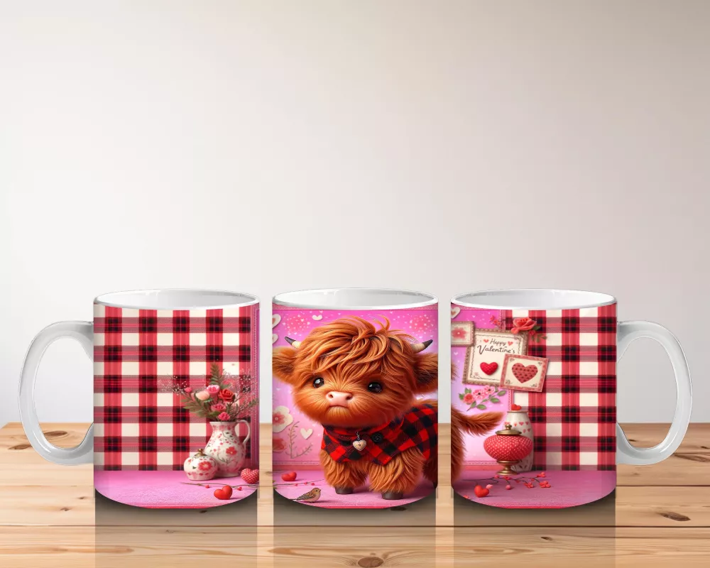 Sevgililer Günü Temalı Minik Buzağı - Baskılı Kahve Kupası - 5