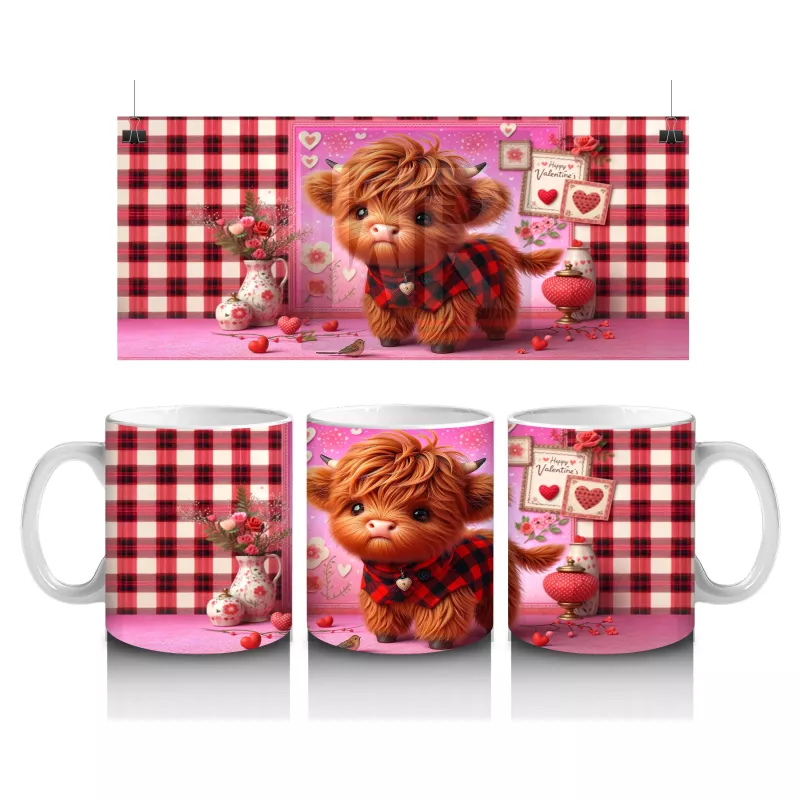 Sevgililer Günü Temalı Minik Buzağı - Baskılı Kahve Kupası