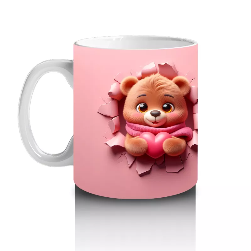 Sevimli Ayıcık ve Kalpli Oyuncak – Baskılı Kahve Kupası - 2